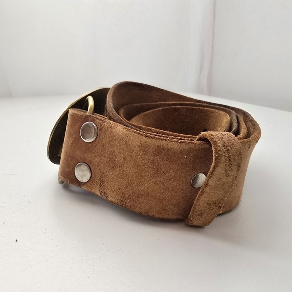 Rare Vintage Cadillac Heritage Buckle Brown Leather Belt Y2K - Picture 3 of 16